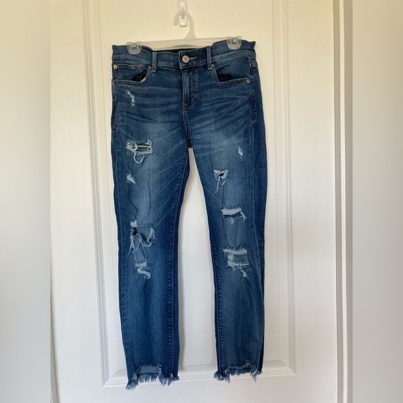 Express Denim - Express Skinny Ankle Mid Rise Distressed Denim Blue Jeans Women’s 6R